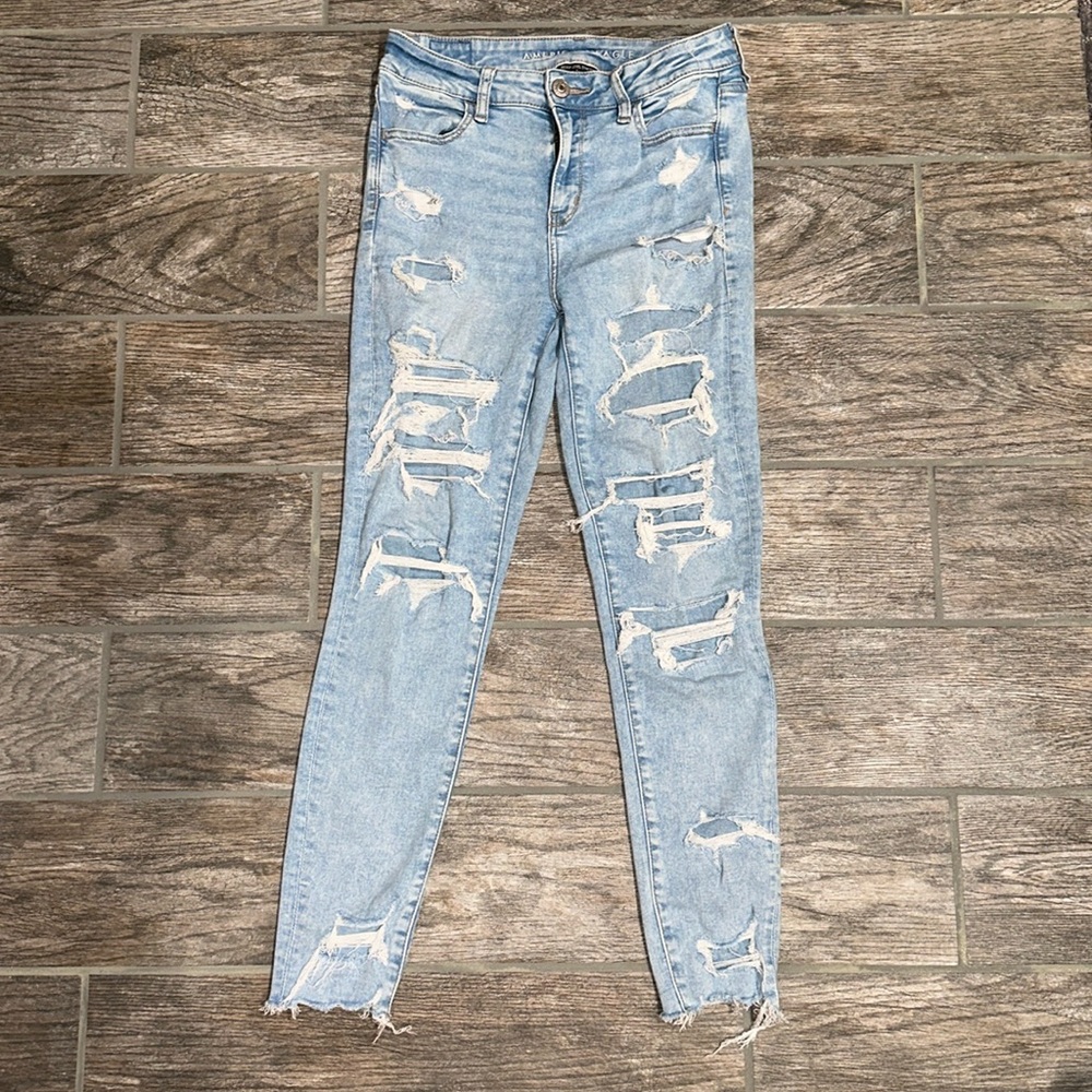 American Eagle Stretch Jeans, whitewash, size 10 regular.